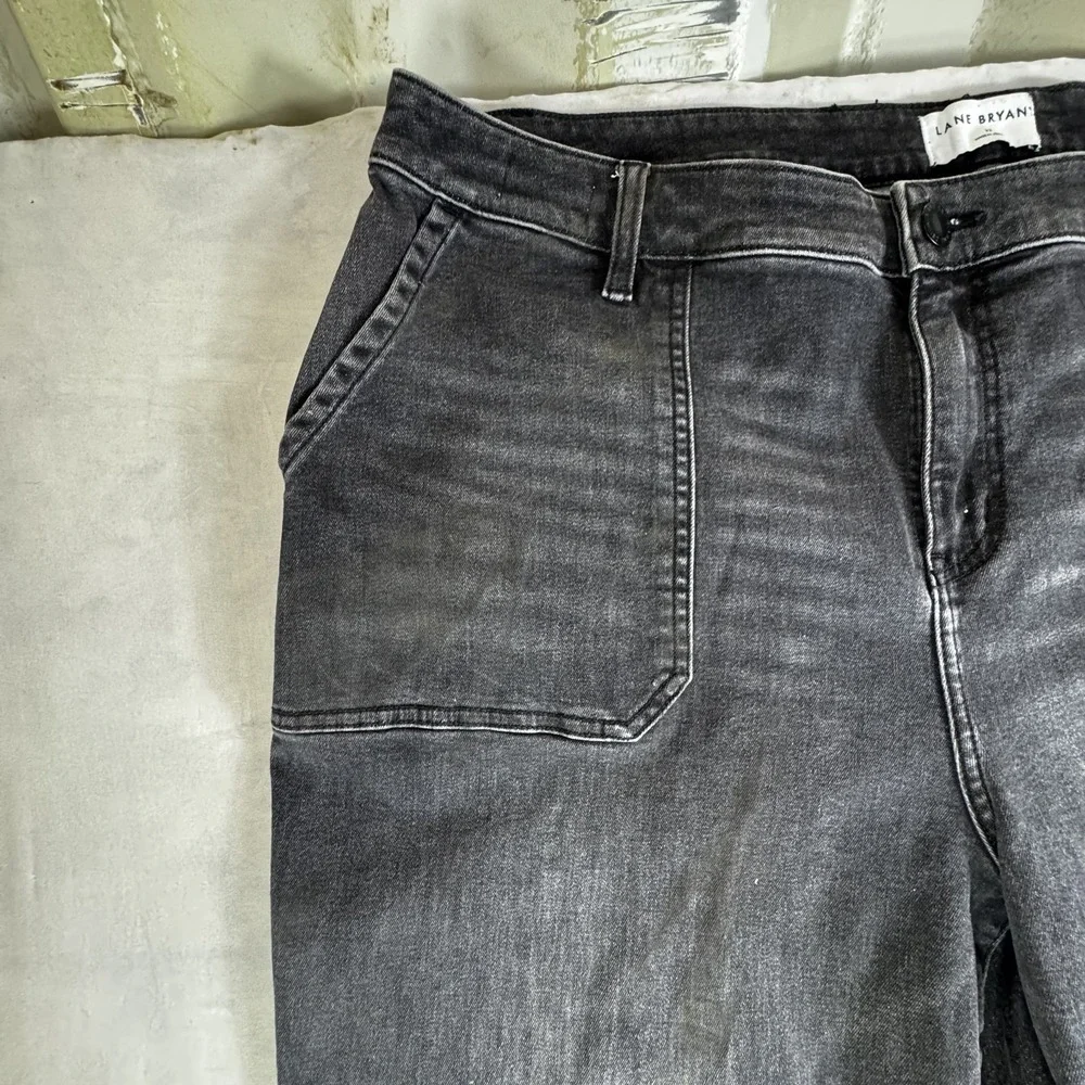 Lane Bryant Womens Boyfriend Jogger Jeans Faded Black Whisker Denim Outdoor 22